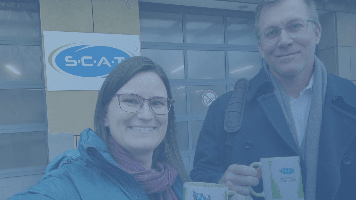 CEO Daniel Andrepont and COO Melissa Ratliff in front of SCAT Headquarters in Germany