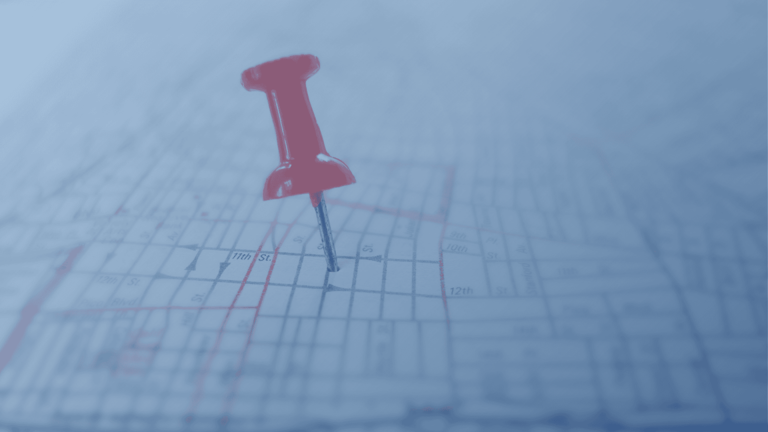 u.s. market location study as push pin on map